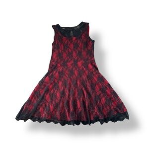 [Blu Sage] Red and Black Lace Dress